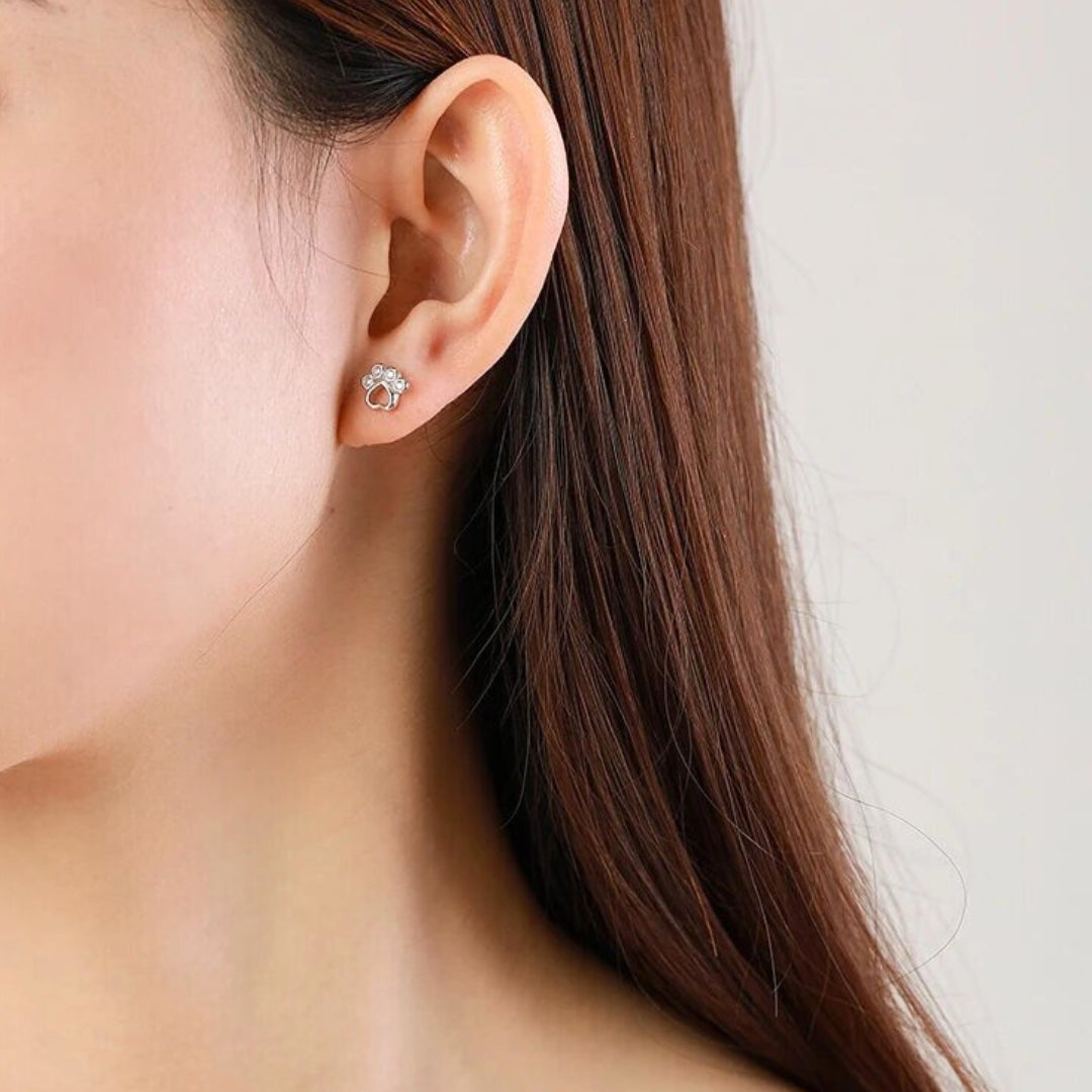 Fine Sterling Silver Paw Earrings – With Sparkling Zirconia