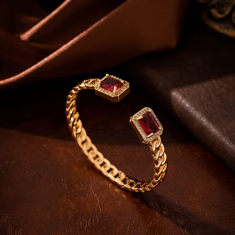 Veloria Open Ruby Bracelet | Gold