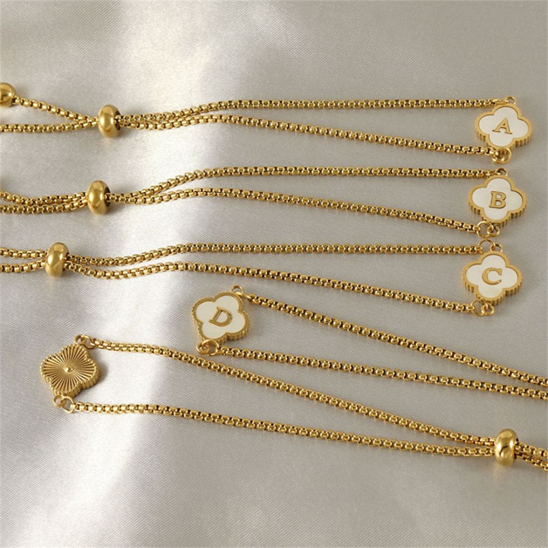 Custom clover initial bracelet
