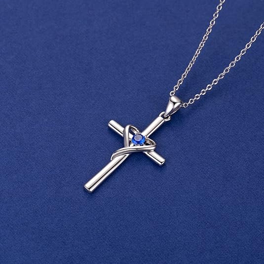 Minimalist Sapphire Pendant Necklace | White Gold