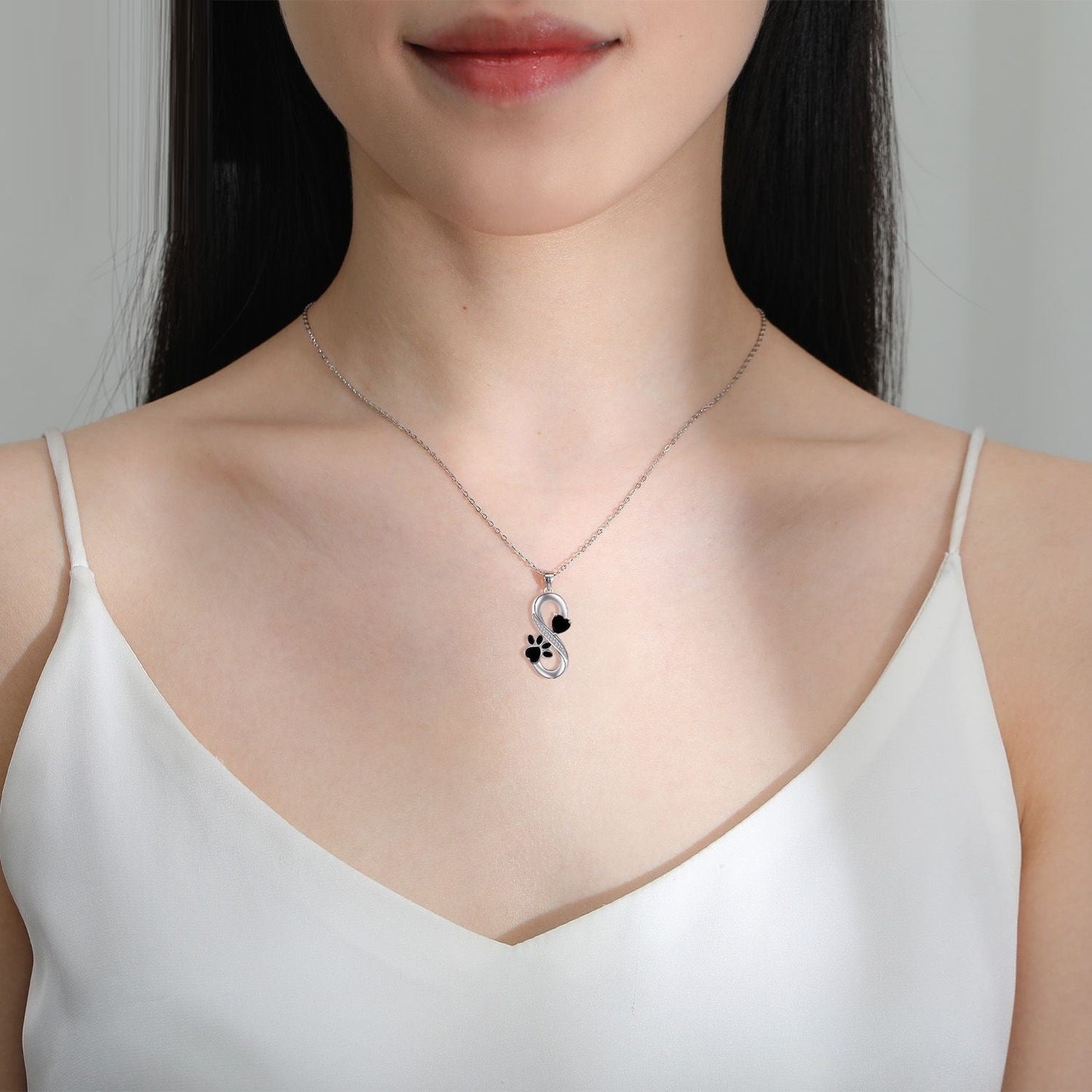 Infinity Symbol Hearts Paw Print Necklace