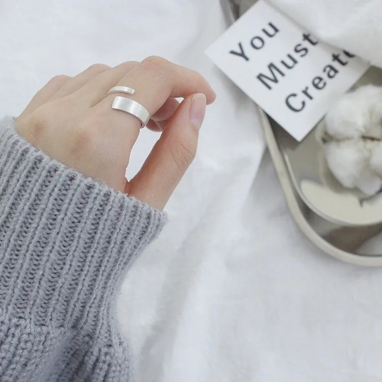 Simple adjustable 925 silver ring