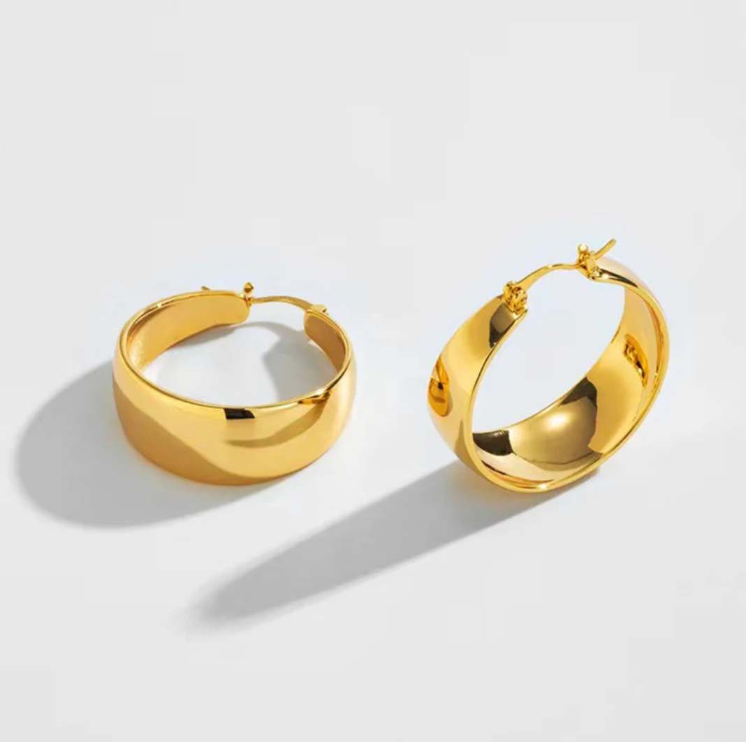 18-carat gold-plated evening hoop earrings