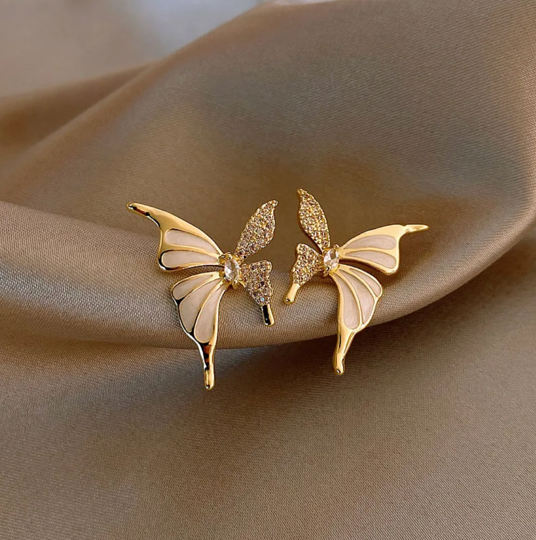 18-carat gold-plated butterfly button earrings