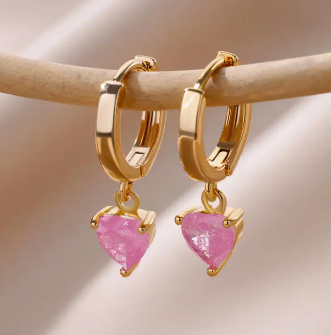 Small 18-carat gold-plated earrings with small green quartz rectangle pendant
