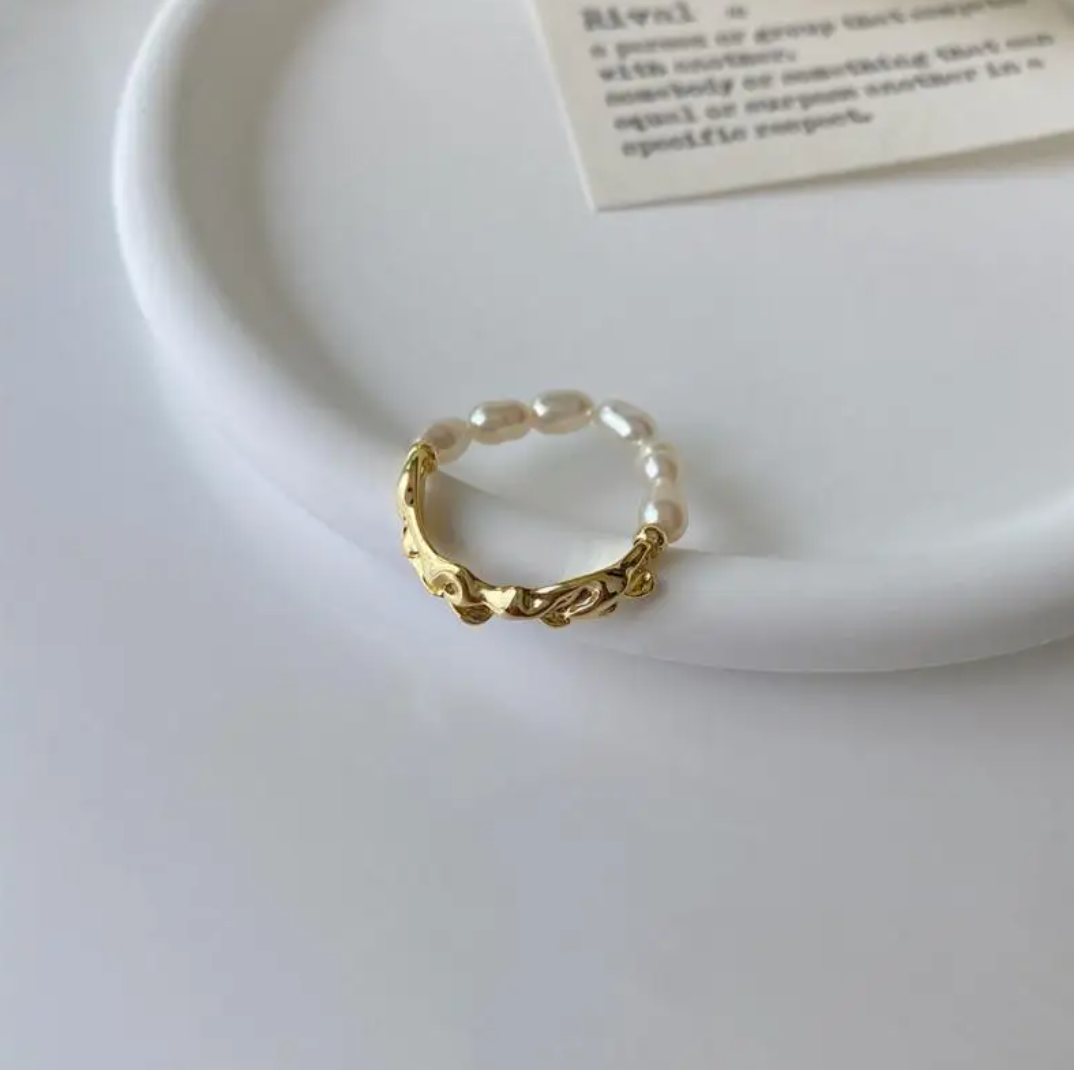 18-carat gold-plated Caspian Sea pearl ring