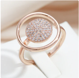 18-carat rose gold-plated adjustable ring with zirconium