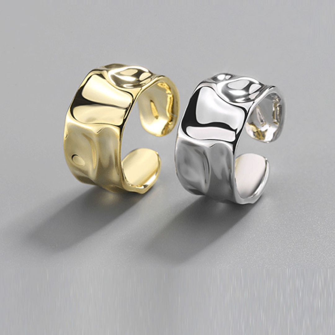 Asymmetrical wide 925 silver ring