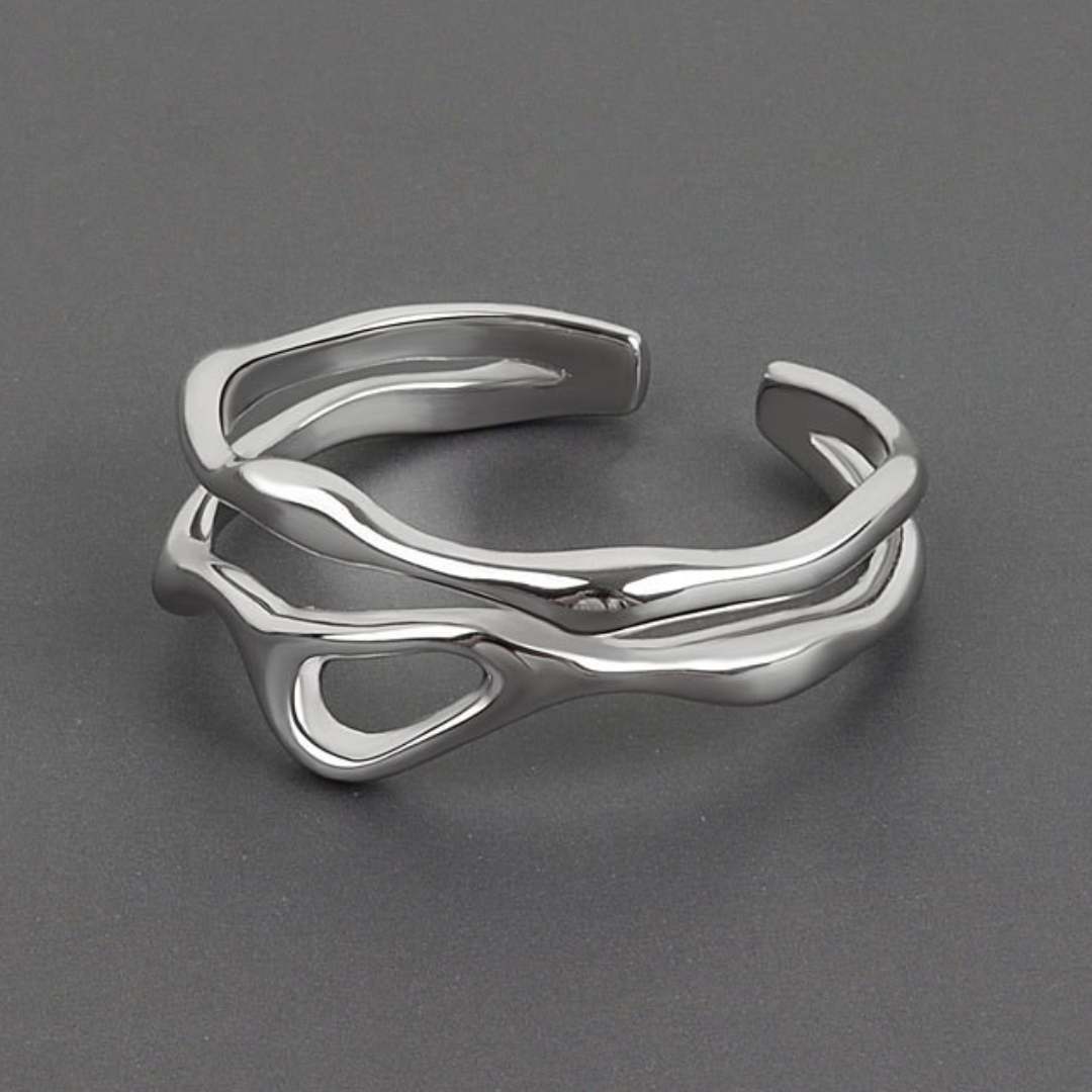 Adjustable 925 silver tree branch ring