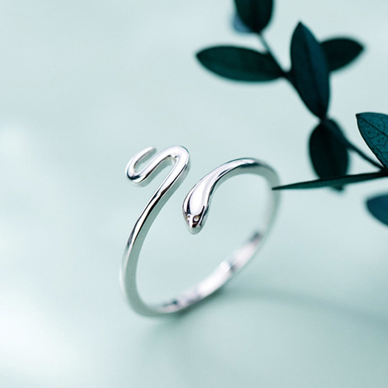 Adjustable 925 silver serpent ring