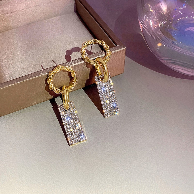 18-carat gold-plated diamond earrings