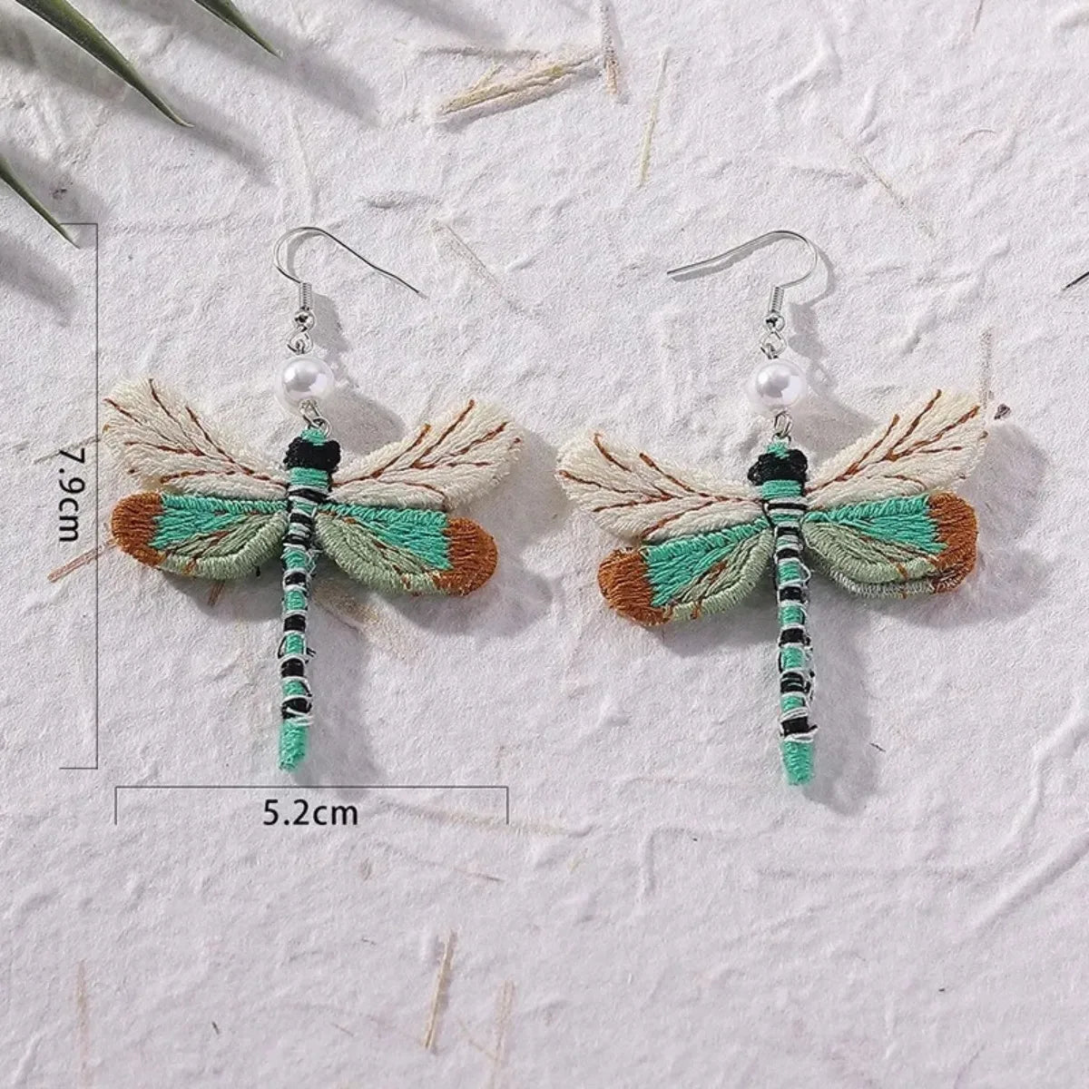 Embroidered Boho Dragonfly Earrings