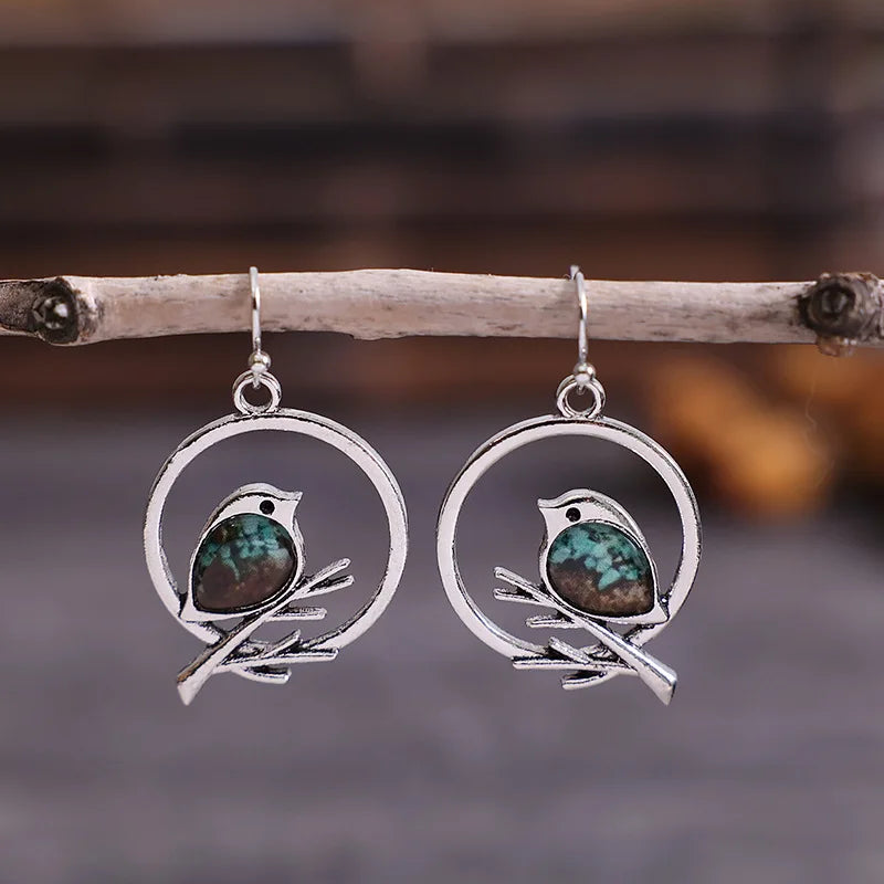 Vintage Bird on Branch Earrings – Symbol of Freedom and Serenity