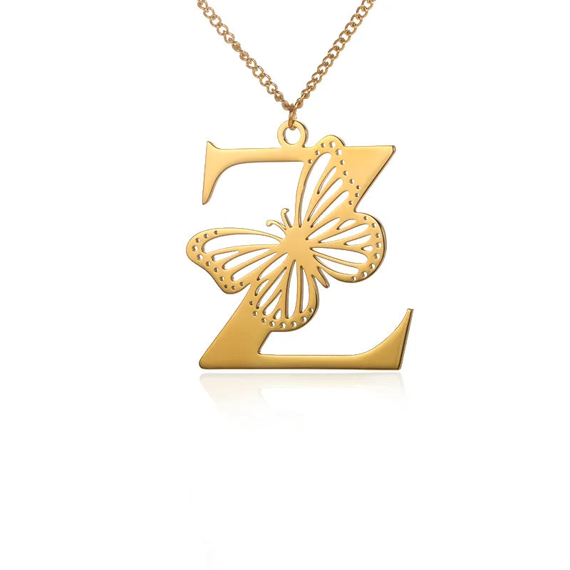 18-carat gold-plated butterfly liberty initials necklace