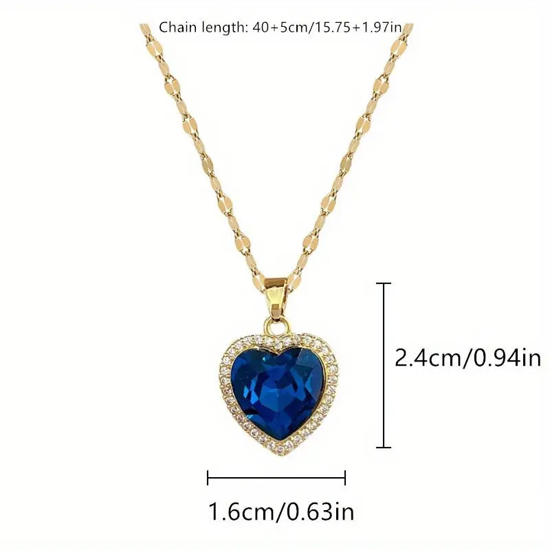 Round Cut Sapphire Necklace | White Gold