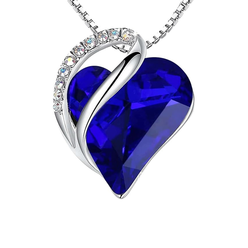 Sapphire Infinity Heart Necklace | White Gold
