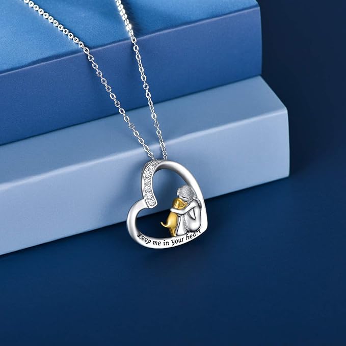 925 Sterling Silver Necklace – Heart and Dog with Zirconia