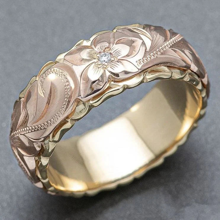 Vintage Gold Rose Flower Ring