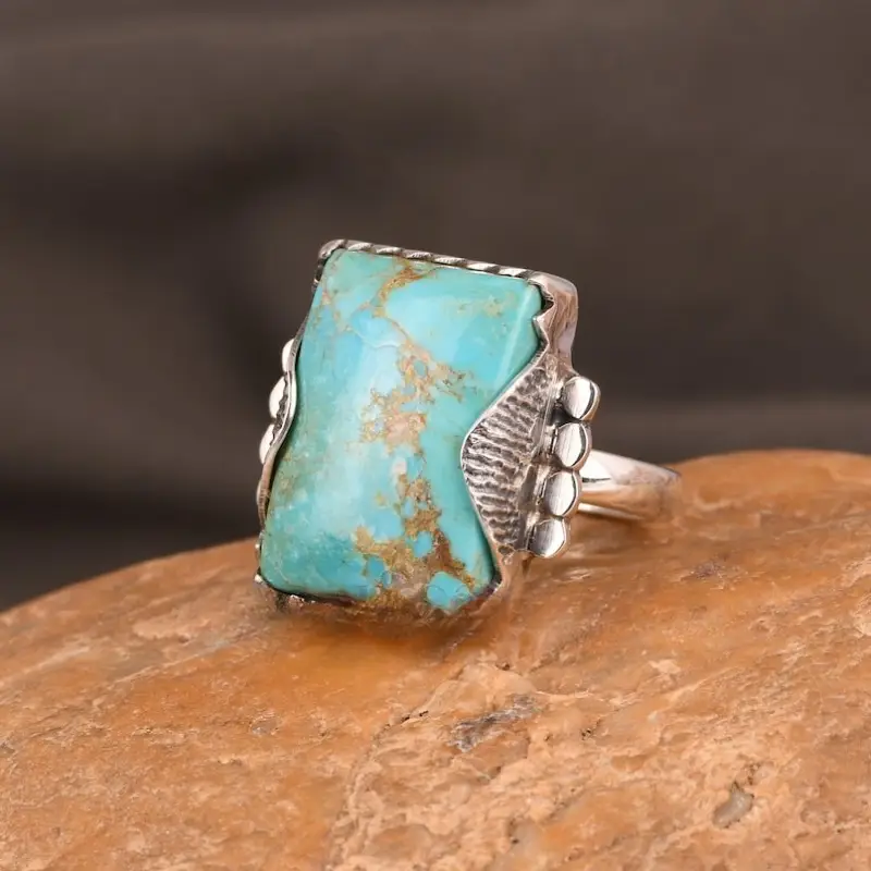 Blue Natural Stone Silver Ring