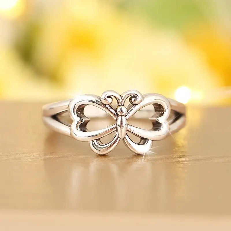Silvery Butterfly Ring