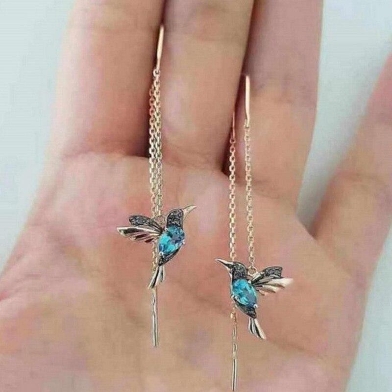 Hummingbird Enamel and Zircon Earrings