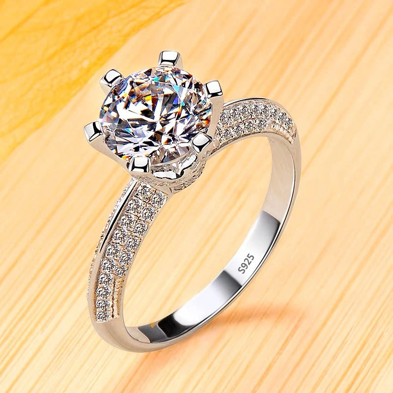 Adjustable 925 silver ring with precious zirconium stones