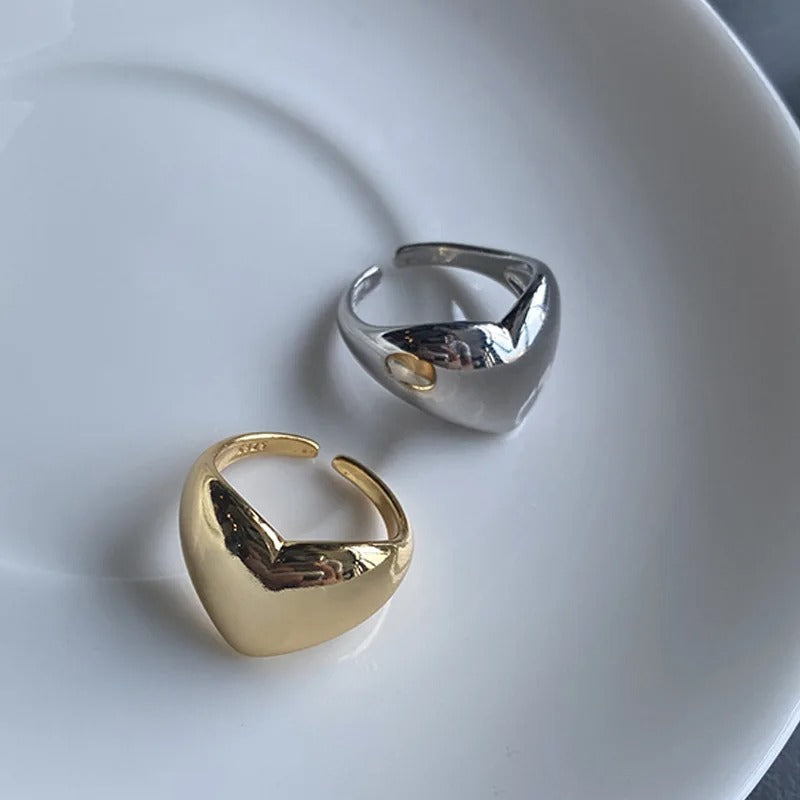 Adjustable 925 silver heart ring