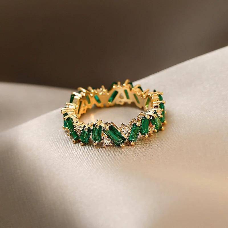 Bohemian emerald band ring