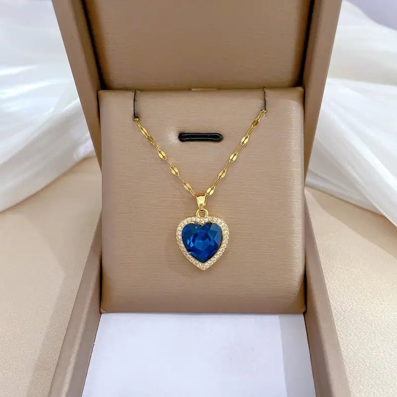 Round Cut Sapphire Necklace | White Gold