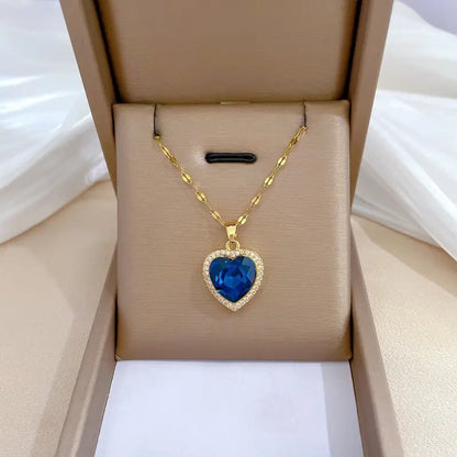 Round Cut Sapphire Necklace | White Gold