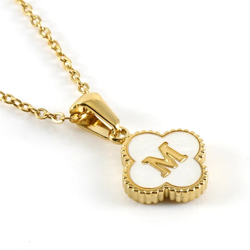 Clover-shaped initial necklace