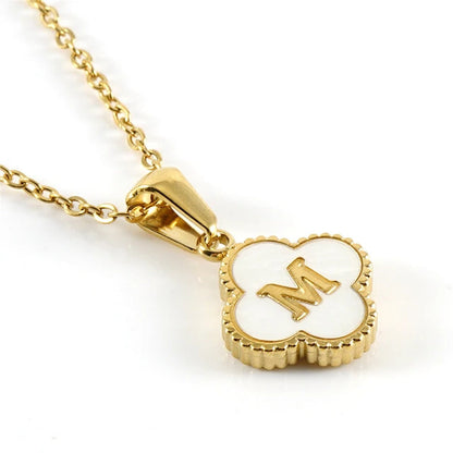 Clover-shaped initial necklace