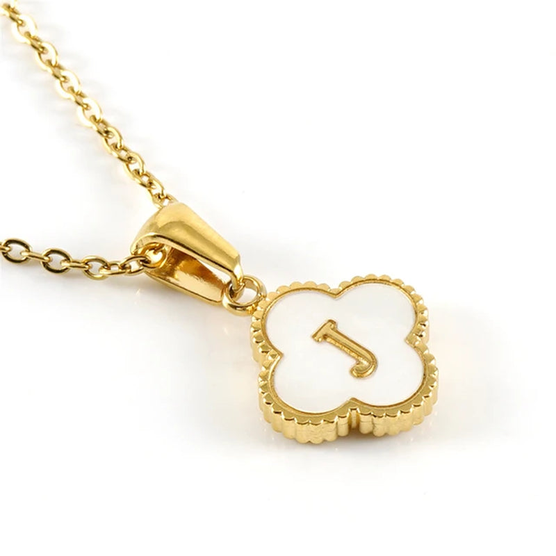Clover-shaped initial necklace