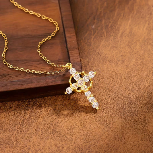Crown Cross Titanium Steel Necklace