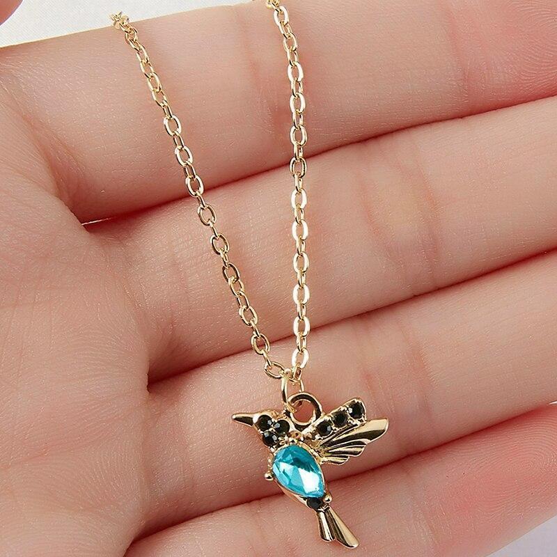 Hummingbird Enamel and Zirconia Necklace