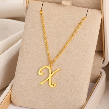 Initial pendant necklaces in cursive letter