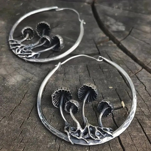 Vintage 925 silver mushroom-shaped earrings