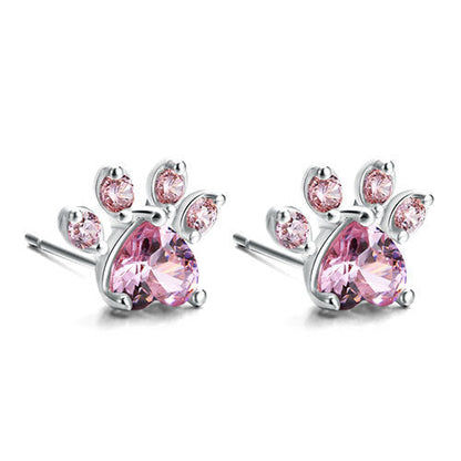 Rose Gold Paw Jewelry Box – 4-Piece with Zirconia Heart (Ring, Necklace, Earrings, Bracelet)