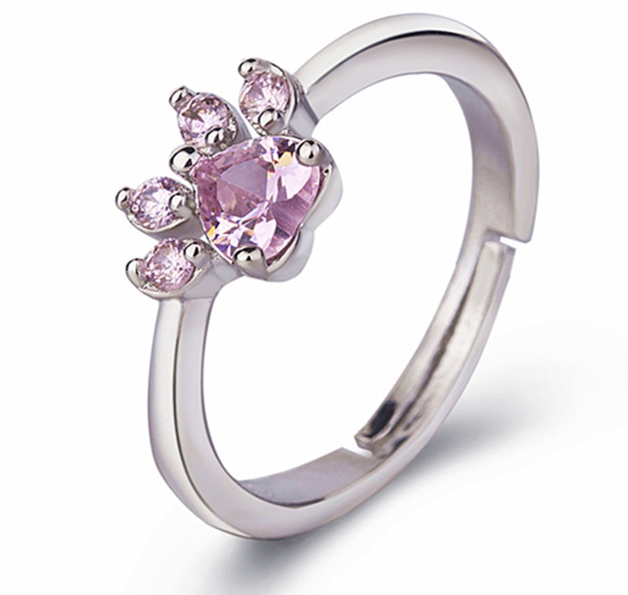 Rose Gold Paw Jewelry Box – 4-Piece with Zirconia Heart (Ring, Necklace, Earrings, Bracelet)