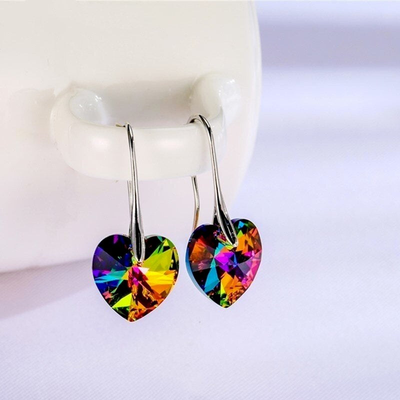 925 silver Colorful Hearts earrings
