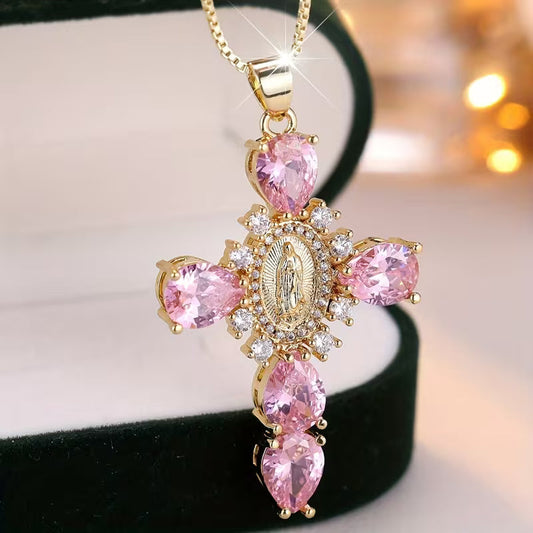 Vintage Virgin Mary Cross Necklace
