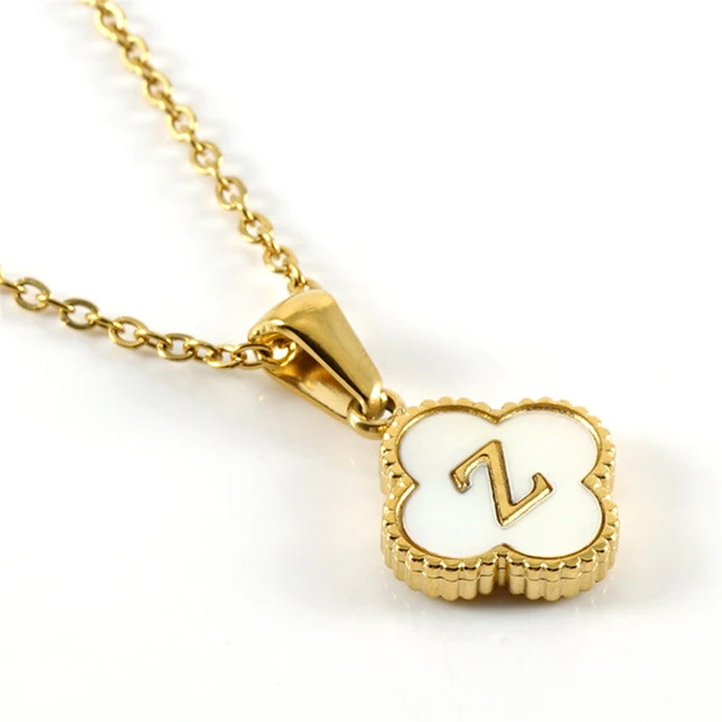 Clover-shaped initial necklace