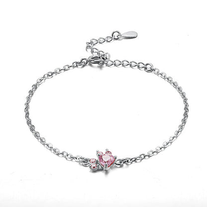 Rose Gold Paw Jewelry Box – 4-Piece with Zirconia Heart (Ring, Necklace, Earrings, Bracelet)