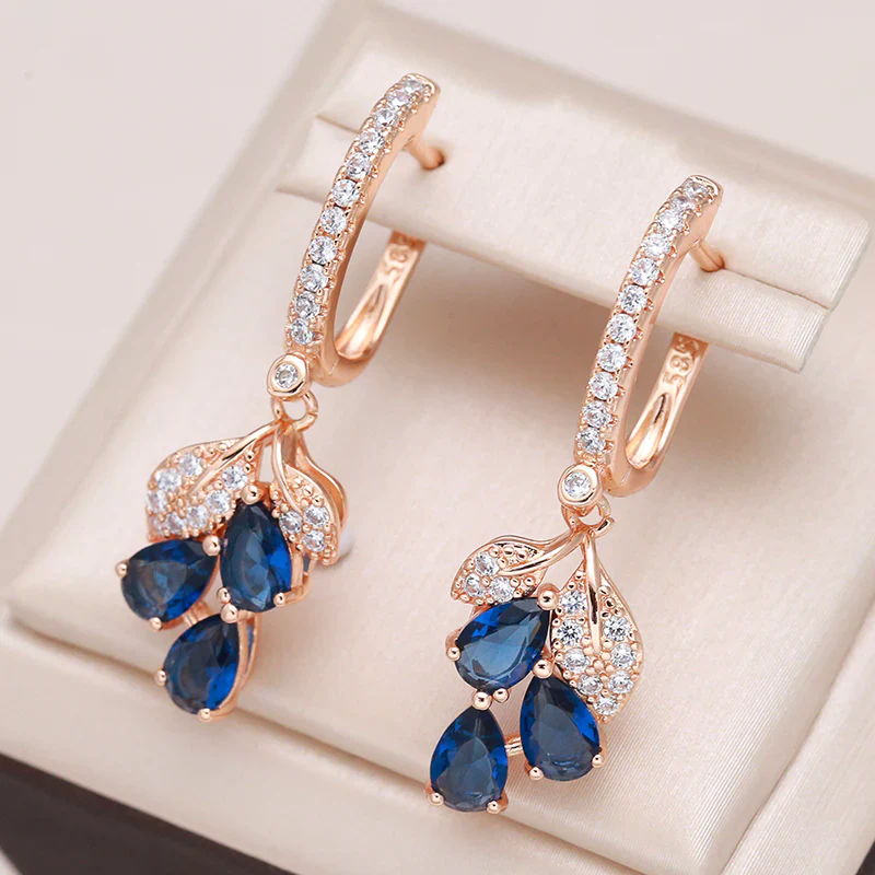 18K rose gold-plated sapphire petal earrings