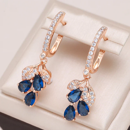 18K rose gold-plated sapphire petal earrings