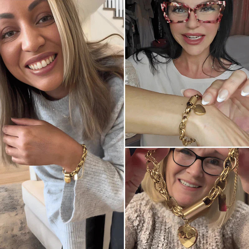 Thick Heartened Bracelet | Gold