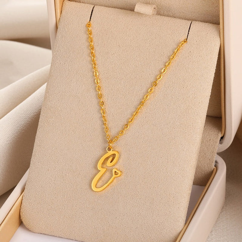 Initial pendant necklaces in cursive letter