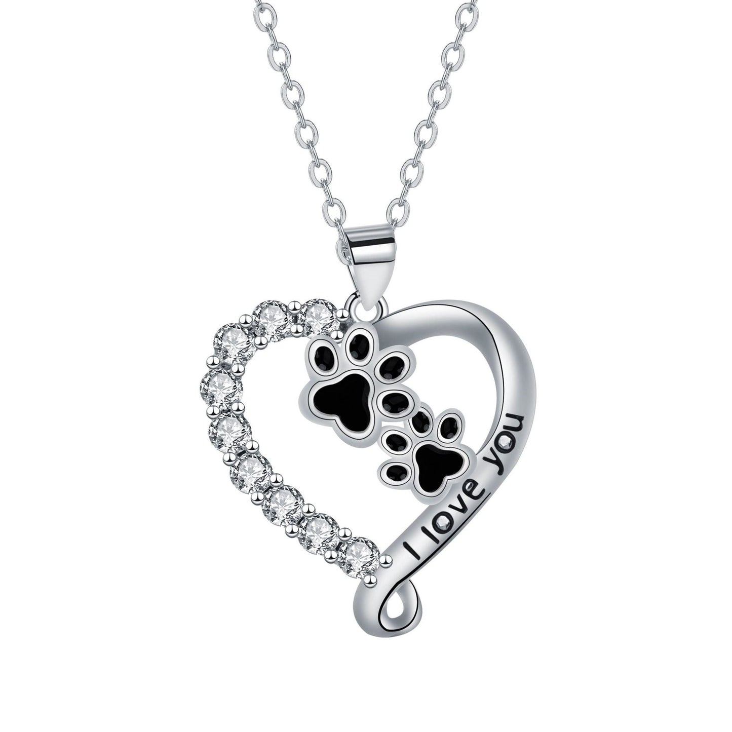 Heart Paw Pendant Necklace