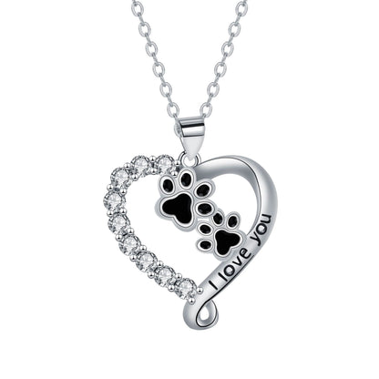 Heart Paw Pendant Necklace
