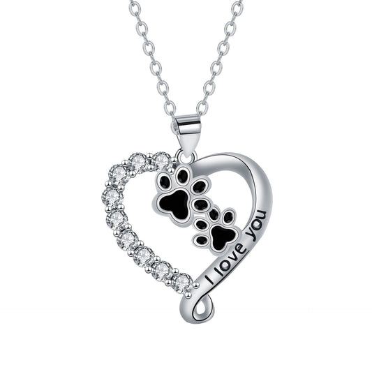 Heart Paw Pendant Necklace